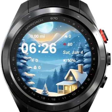 Blue Christmas House Garmin watch face preview