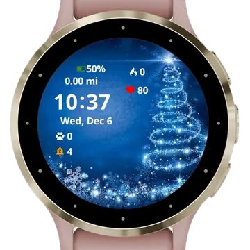 Blue Christmas Sparkling Garmin watch face preview