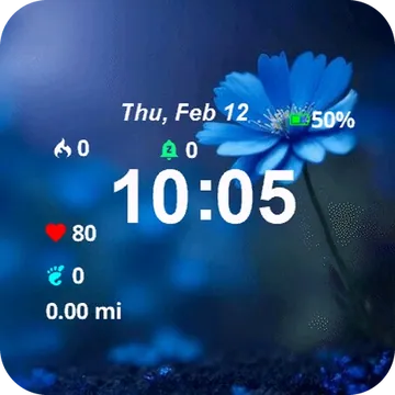 Blue Flower Dark Garmin watch face preview
