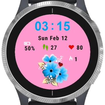 Blue Flowers Garmin watch face preview