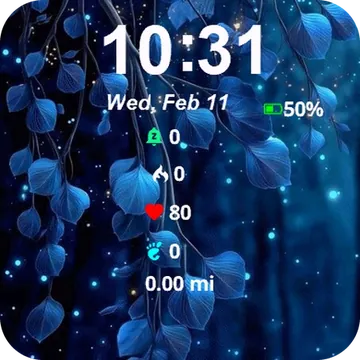 Blue Flowers Plant Garmin watch face preview