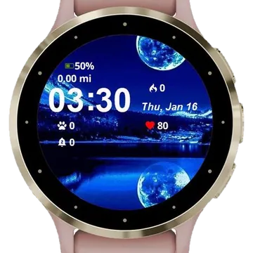 Blue Full Moon Garmin watch face preview