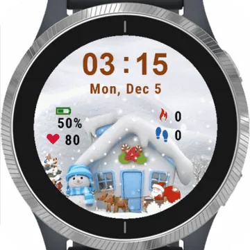 Blue Snowflake Christmas Garmin watch face preview