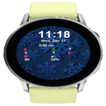 Blue Snowflakes Garmin watch face preview