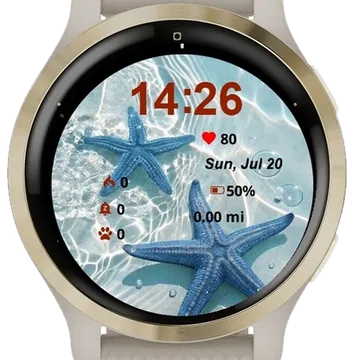Blue Star Fish Garmin watch face preview