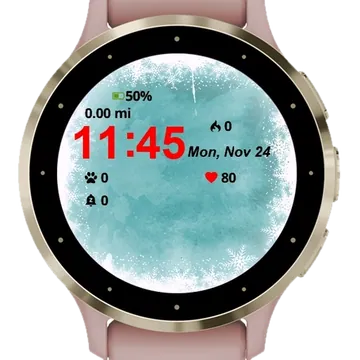 Blue Watercolor Snowflakes Garmin watch face preview
