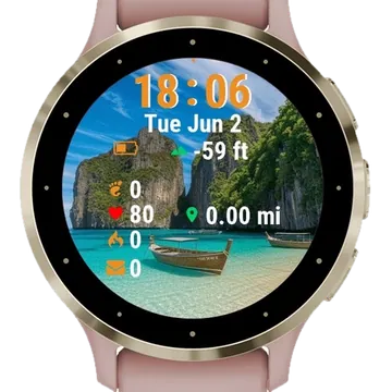 Boat Beach Thailand Garmin watch face preview