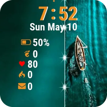 Boat Floating Ocean Stars Garmin watch face preview
