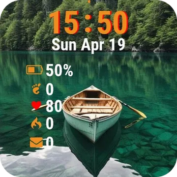 Boat Floating Water Near Forest Garmin watch face preview