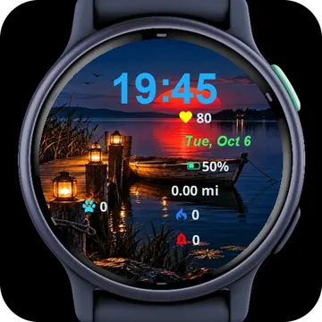 Boat Sitting Water By Dock Garmin watch face preview