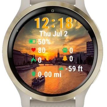 Boat Traveling Down River Garmin watch face preview