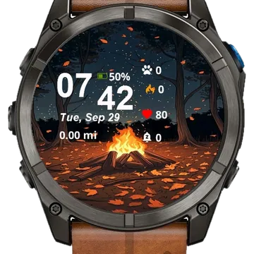 Bonfire Woods Falling Leaves Garmin watch face preview