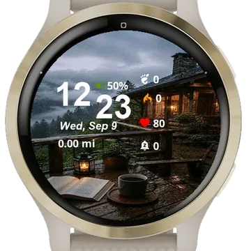 Book Cup Coffee Table Outside Garmin watch face preview