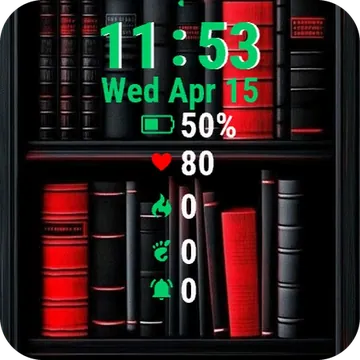 Book Shelf Many Books Garmin watch face preview