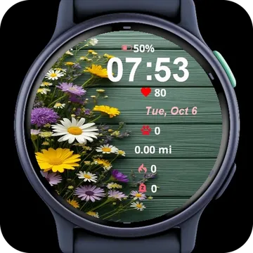 Bouquet Flowers Green Table Garmin watch face preview
