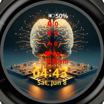 Brain with Circuites Garmin watch face preview