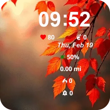 Branch Red Leaves Fall Garmin watch face preview