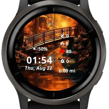 Bridge forest autumn Garmin watch face preview