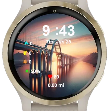 Bridge Over Body Water Sunset Garmin watch face preview