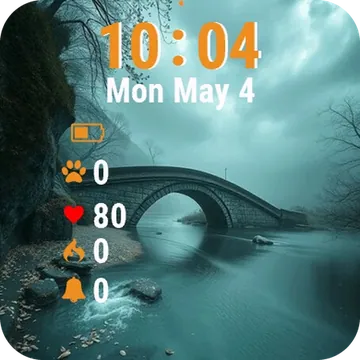 Bridge Over River Fog Garmin watch face preview