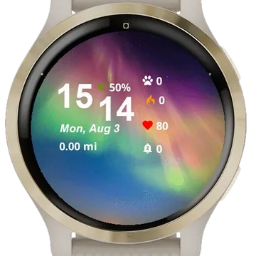 Brightly Colored Aurora Lights Garmin watch face preview