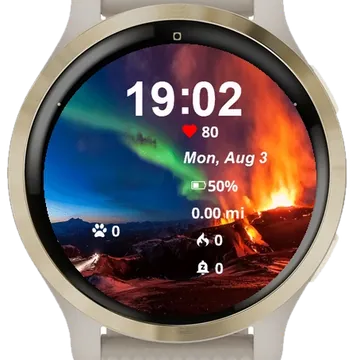 Brightly Colored Aurora Lights Illuminate Garmin watch face preview
