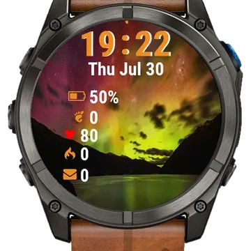 Brightly Colored Aurora Garmin watch face preview
