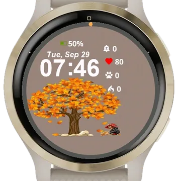 Brown Background Orange Garmin watch face preview