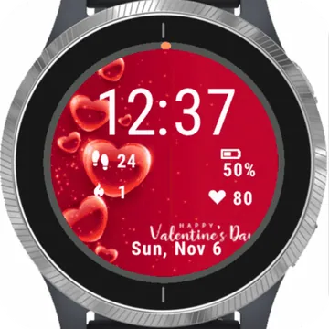 Bubble Hearts Valentines Day Garmin watch face preview