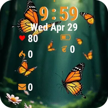 Bunch Butterflies Flying Over Forest Garmin watch face preview