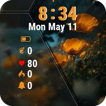 Bunch Flowers Black Garmin watch face preview