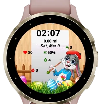 Bunny painting egg Garmin watch face preview