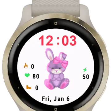 Bunny Plush Garmin watch face preview