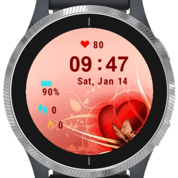 Butterfly Heart Garmin watch face preview