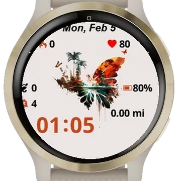 Butterfly Nature Garmin watch face preview