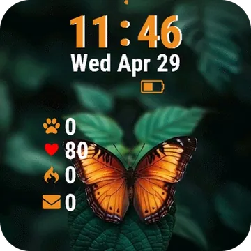 Butterfly Sitting Leaf Garmin watch face preview