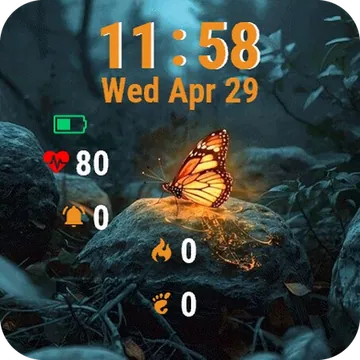 Butterfly Sitting Rock Woods Garmin watch face preview