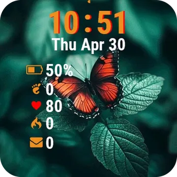 Butterfly Sitting Top Leaf Garmin watch face preview