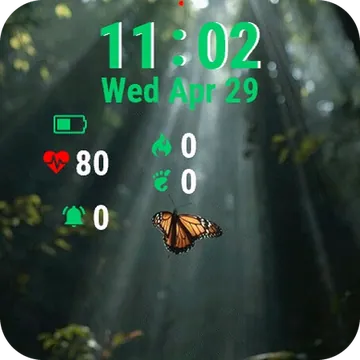 Butterfly Through Air Forest Garmin watch face preview