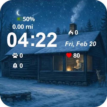 Cabin At Night Man Sitting Window Garmin watch face preview
