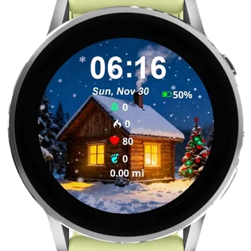 Cabin Christmas Lights Garmin watch face preview