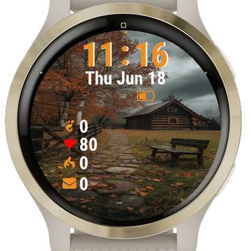 Cabin Sits Middle Field Fallen Garmin watch face preview