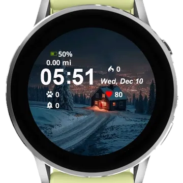 Cabin Snow At Night Garmin watch face preview