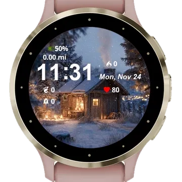 Cabin Snow Lights Garmin watch face preview