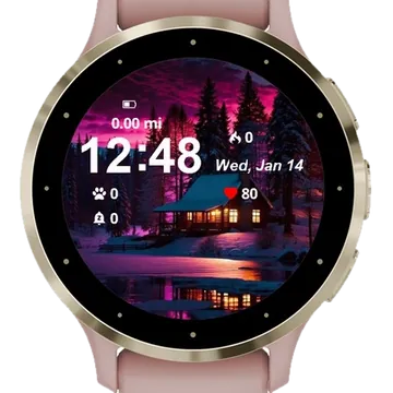 Cabin Woods At Night Garmin watch face preview