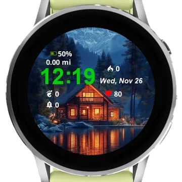 Cabin Woods Lake Mountains Garmin watch face preview