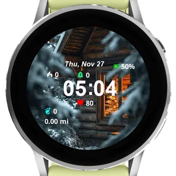 Cabin Woods Lit Fire Garmin watch face preview
