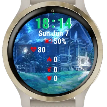 Cabin Woods Night Garmin watch face preview