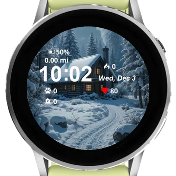 Cabin Woods Snow Ground Garmin watch face preview