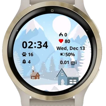Cabins in the mountains Garmin watch face preview